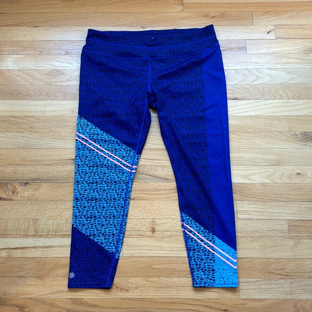 ATHLETA Leggings Long Lycra Compression Back Zipper Wicking Gel Camo Sonar